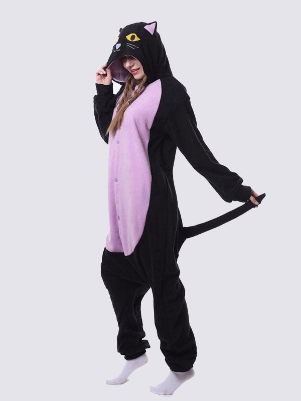 Combinaison Pyjama Pour Femme "Chat Nocturne Violet" - Robitta