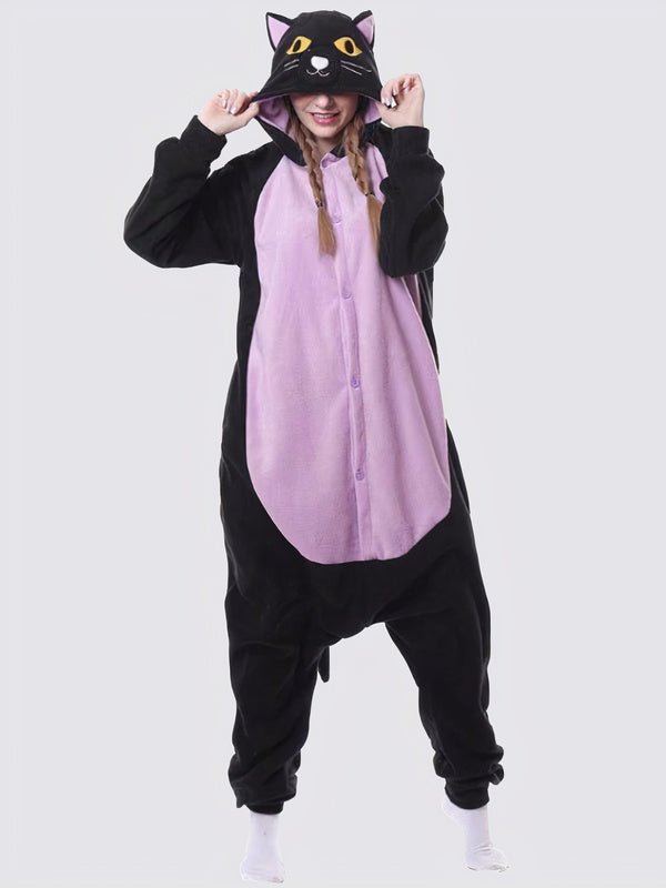 Combinaison Pyjama Pour Femme "Chat Nocturne Violet" - Robitta