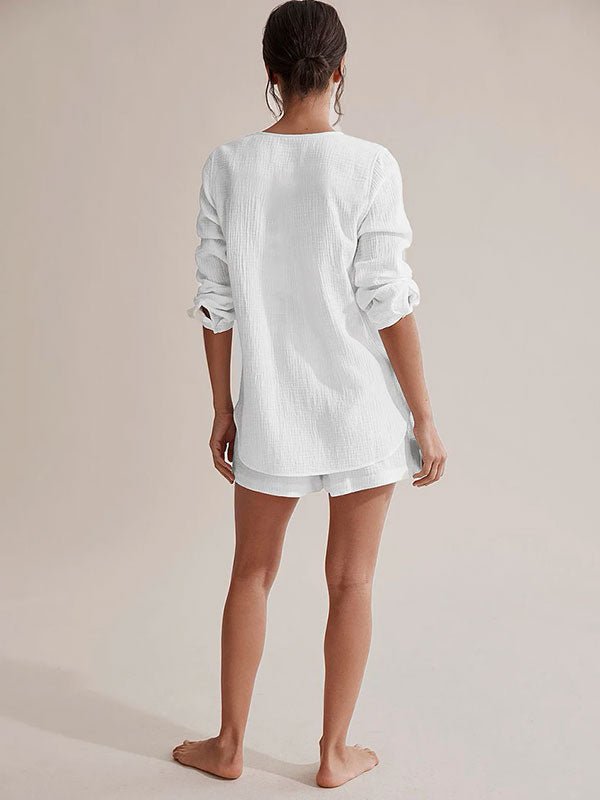 Ensemble Pyjama Short Blanc Pour Femme "Douceur de Brume" - Robitta