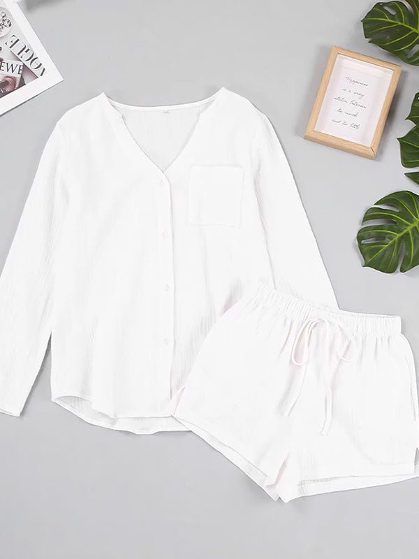 Ensemble Pyjama Short Blanc Pour Femme "Douceur de Brume" - Robitta