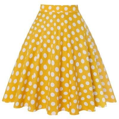 Jupe Année 50 Jaune À Pois - Robitta