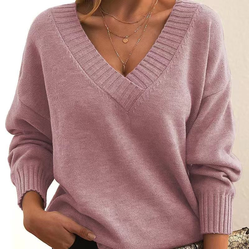 Pull confortable à col en V pour femmes - Robitta