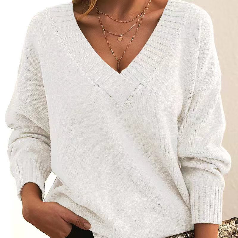 Pull confortable à col en V pour femmes - Robitta