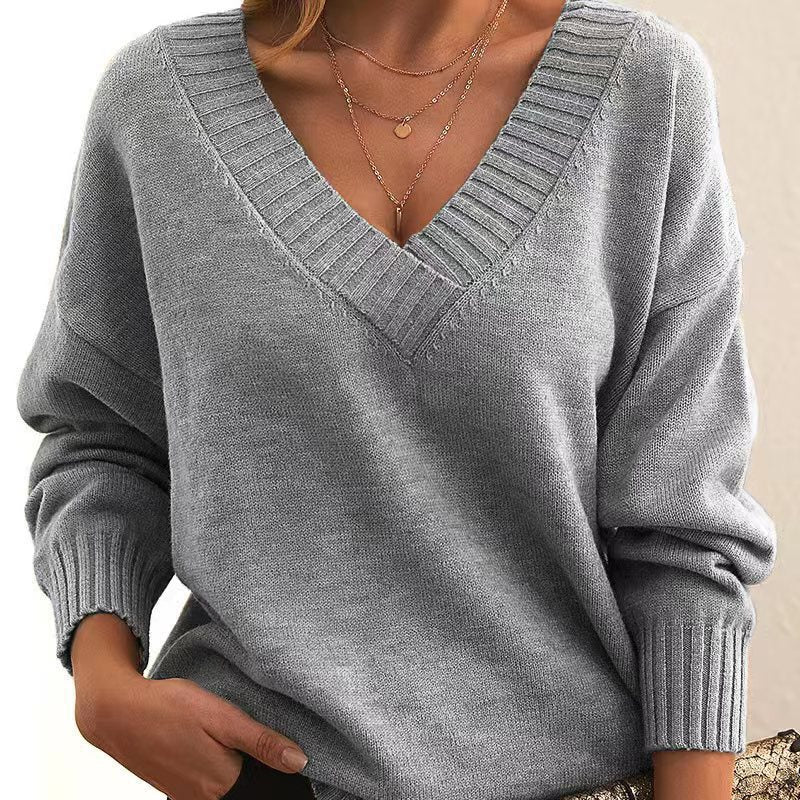 Pull confortable à col en V pour femmes - Robitta