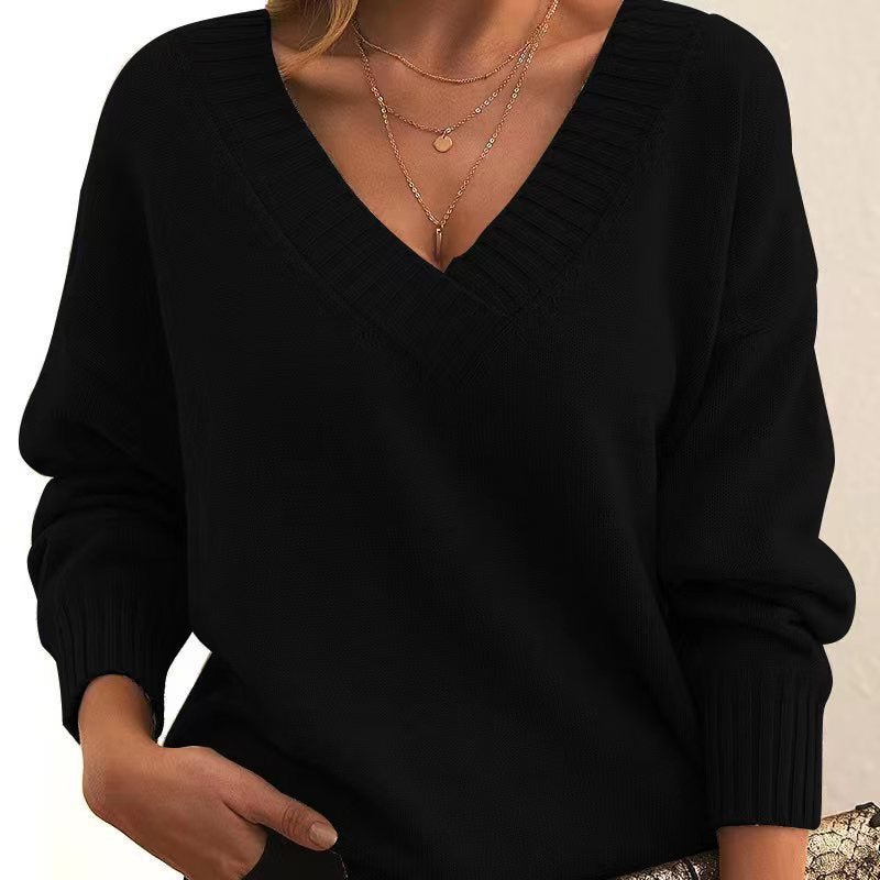 Pull confortable à col en V pour femmes - Robitta