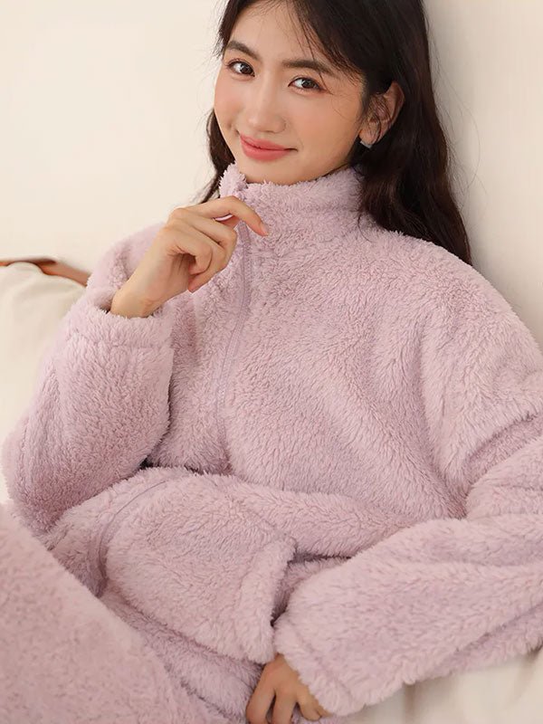 Pyjama Chaud Polaire Lavande Pour Femme "Rêve Polaire" - Robitta