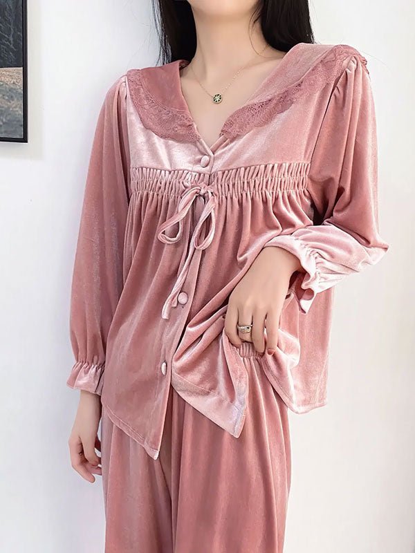 Pyjama En Velours Rose Pour Femme "Caresse d'Étoile" - Robitta