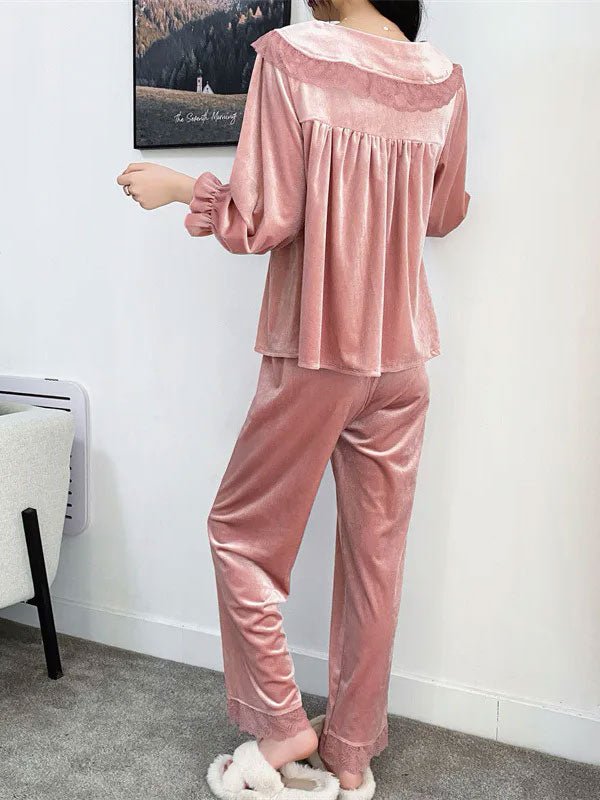 Pyjama En Velours Rose Pour Femme "Caresse d'Étoile" - Robitta