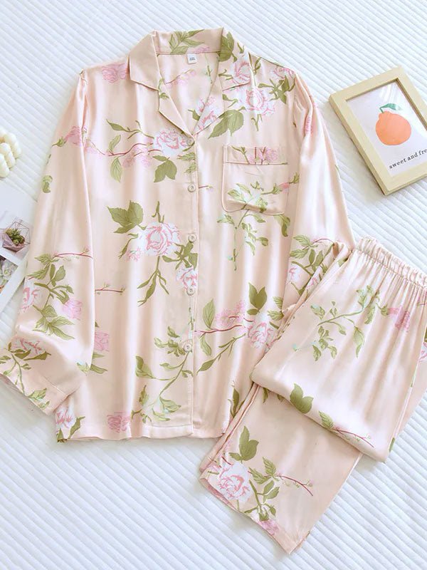 Pyjama Pour Femme À Manches Longues 2 Pièces "Fleur de Printemps" - Robitta