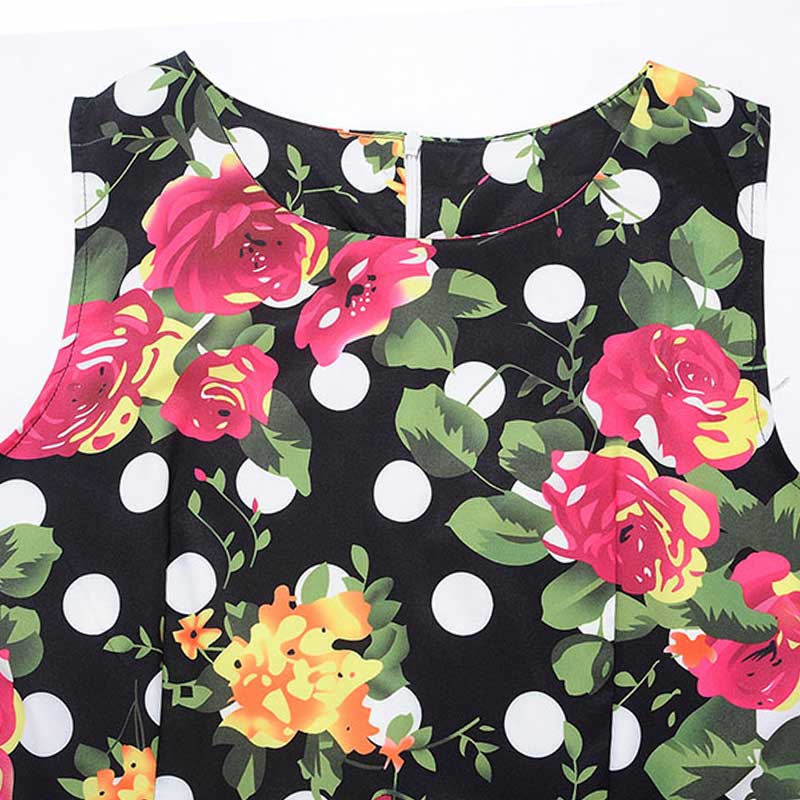 Robe Année 50 Bouquet de Roses Rouges - Robitta