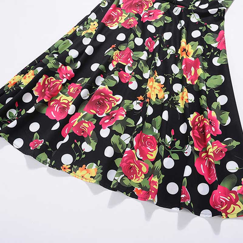 Robe Année 50 Bouquet de Roses Rouges - Robitta