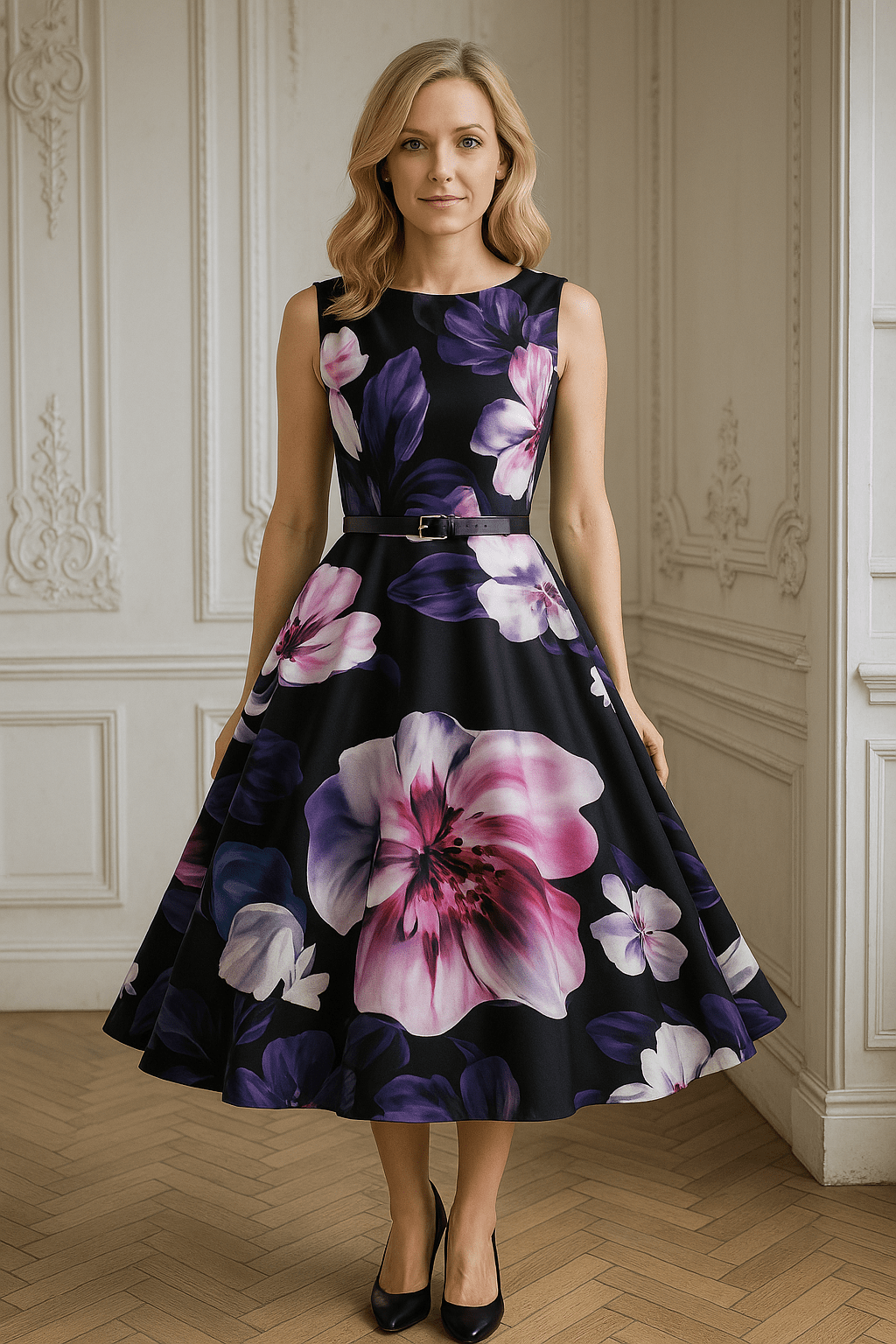 Robe Année 50 Grandes Fleurs - Robitta