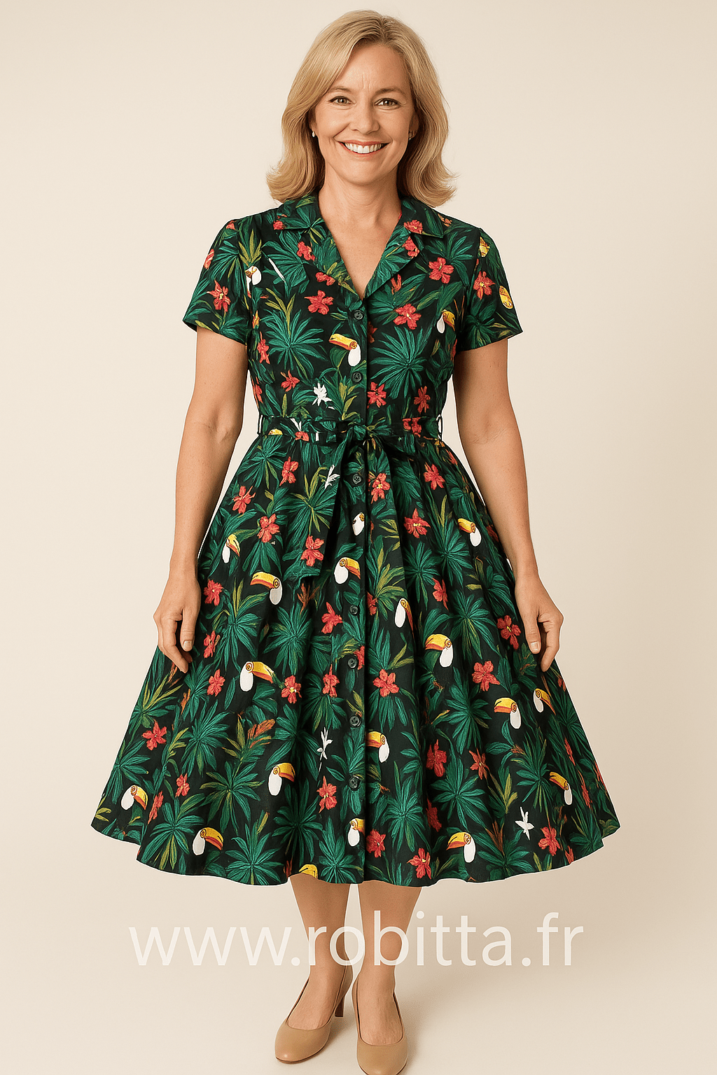 Robe Année 50 Tropicale - Robitta