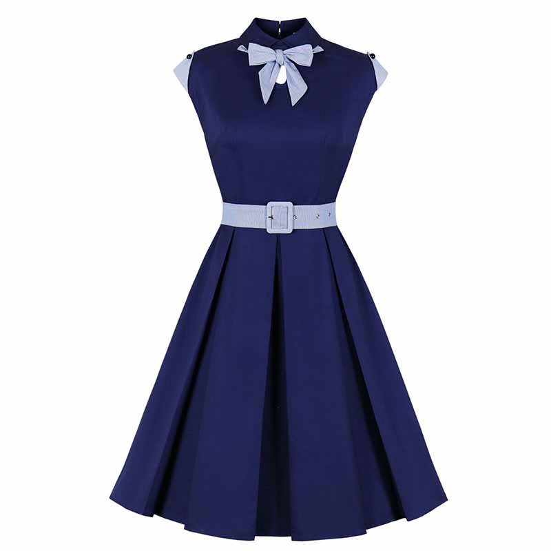Robe Années 50 Bleu Marine - Robitta