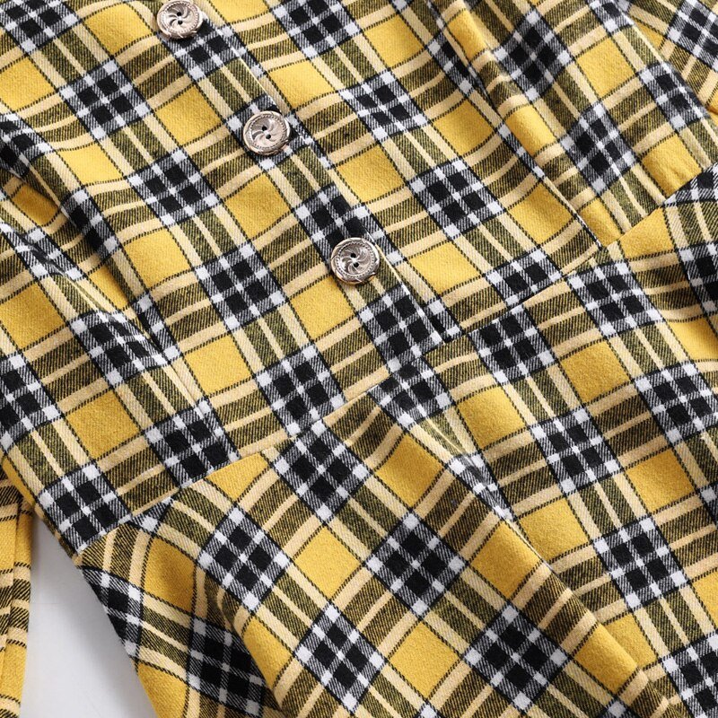 Robe Années 50 Jaune et Noir à Carreaux - Robitta