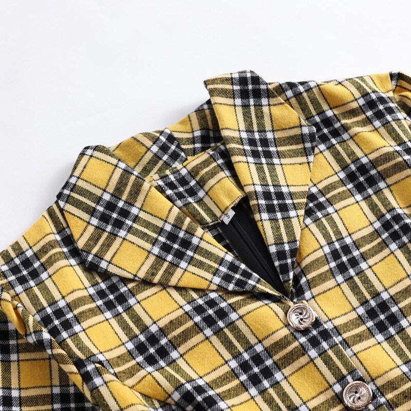 Robe Années 50 Jaune et Noir à Carreaux - Robitta