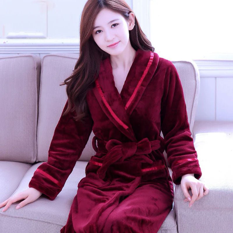 Robe de Chambre Polaire Femme "Rouge" - Robitta