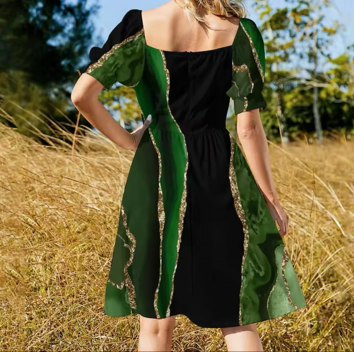 Robe géode vert noir