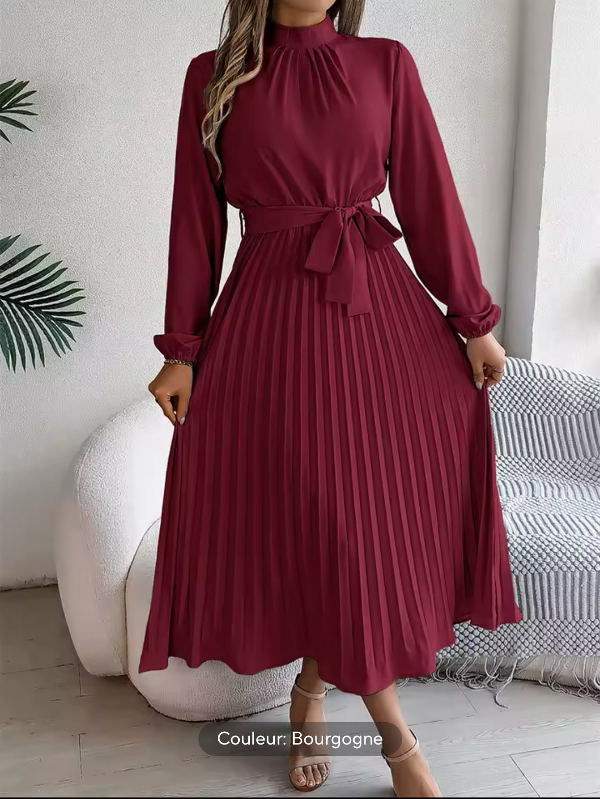 Robe longue plissée