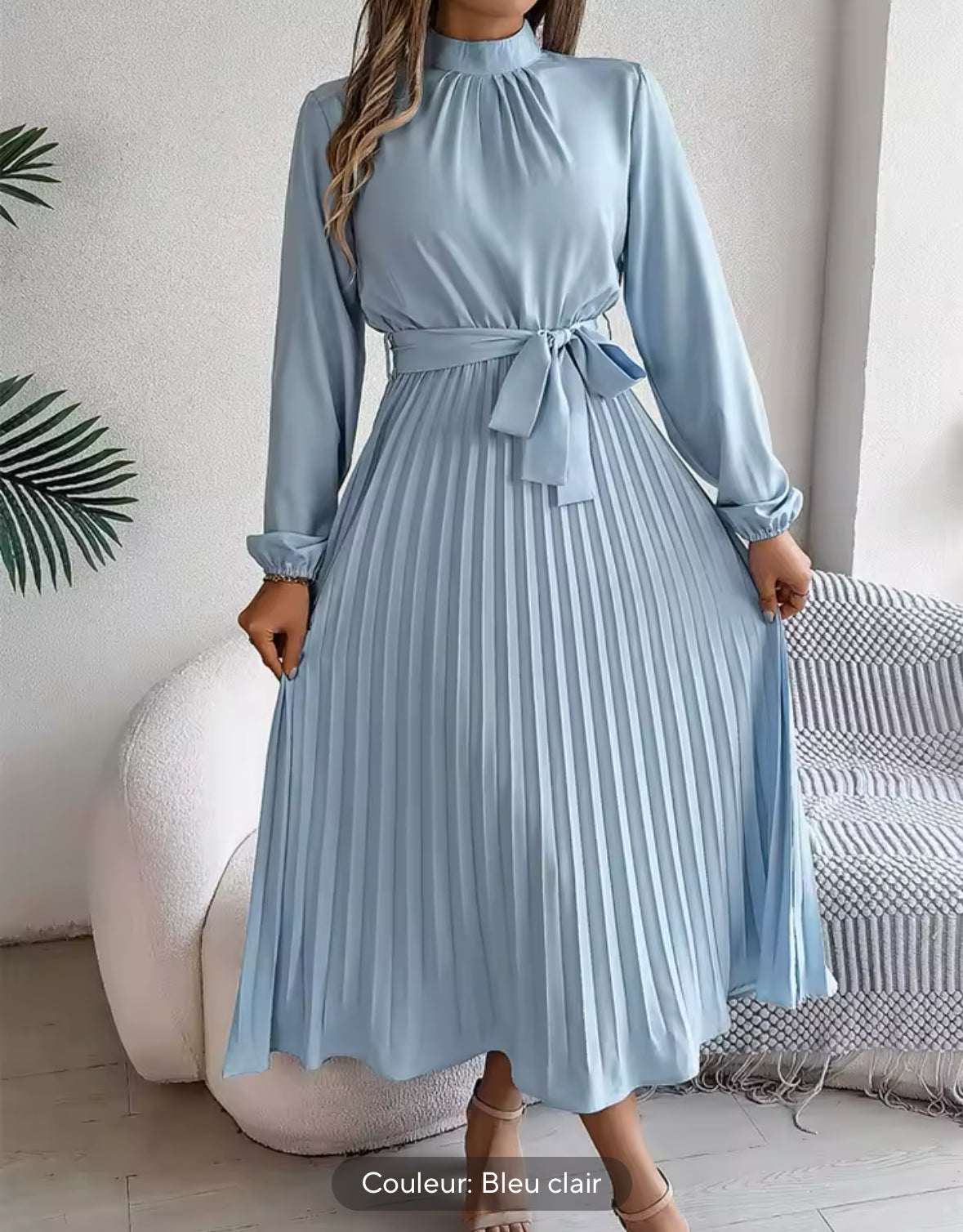 Robe longue plissée