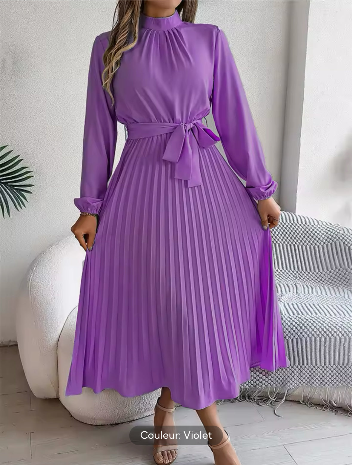 Robe longue plissée