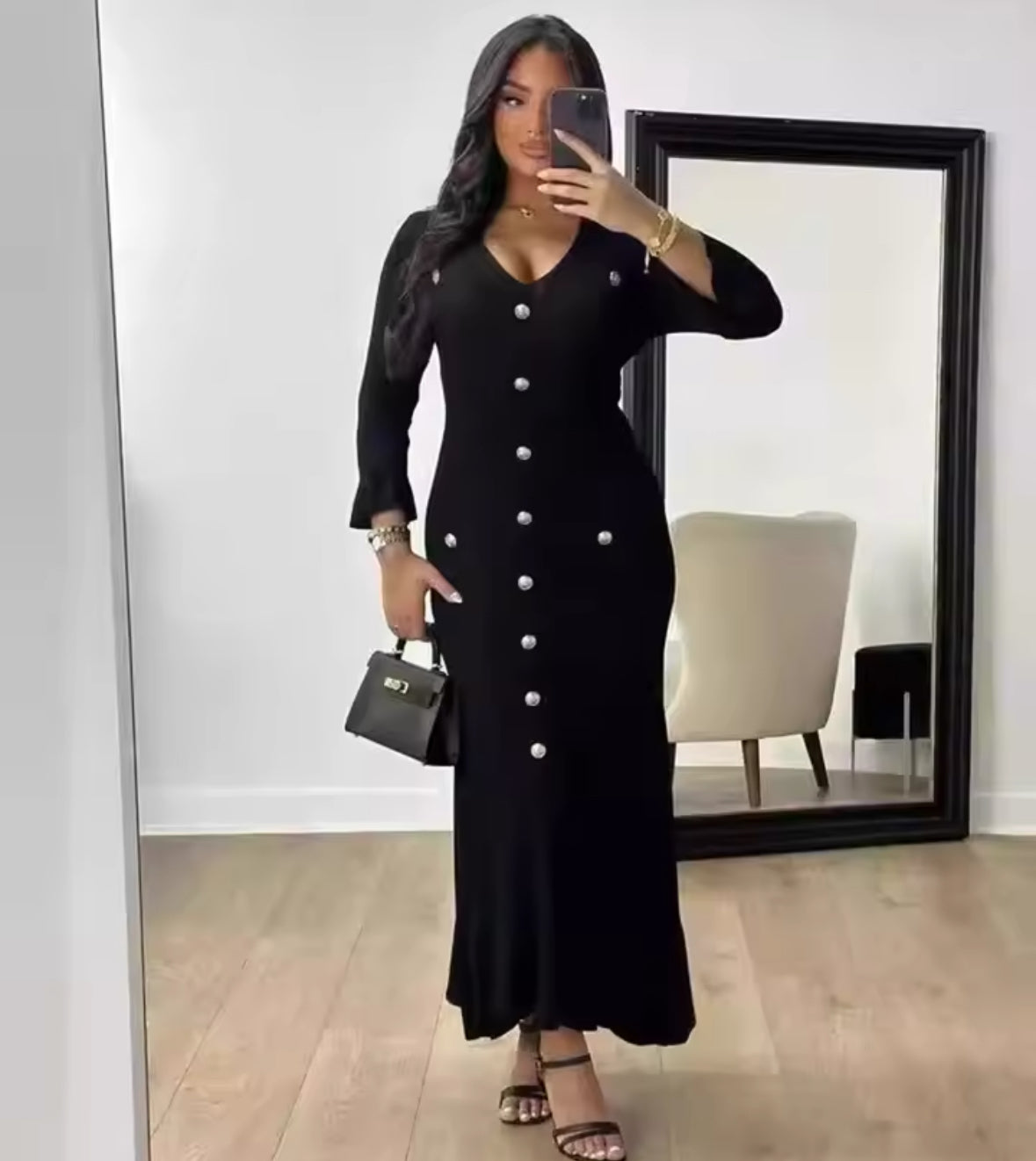 Robe longue tricotée