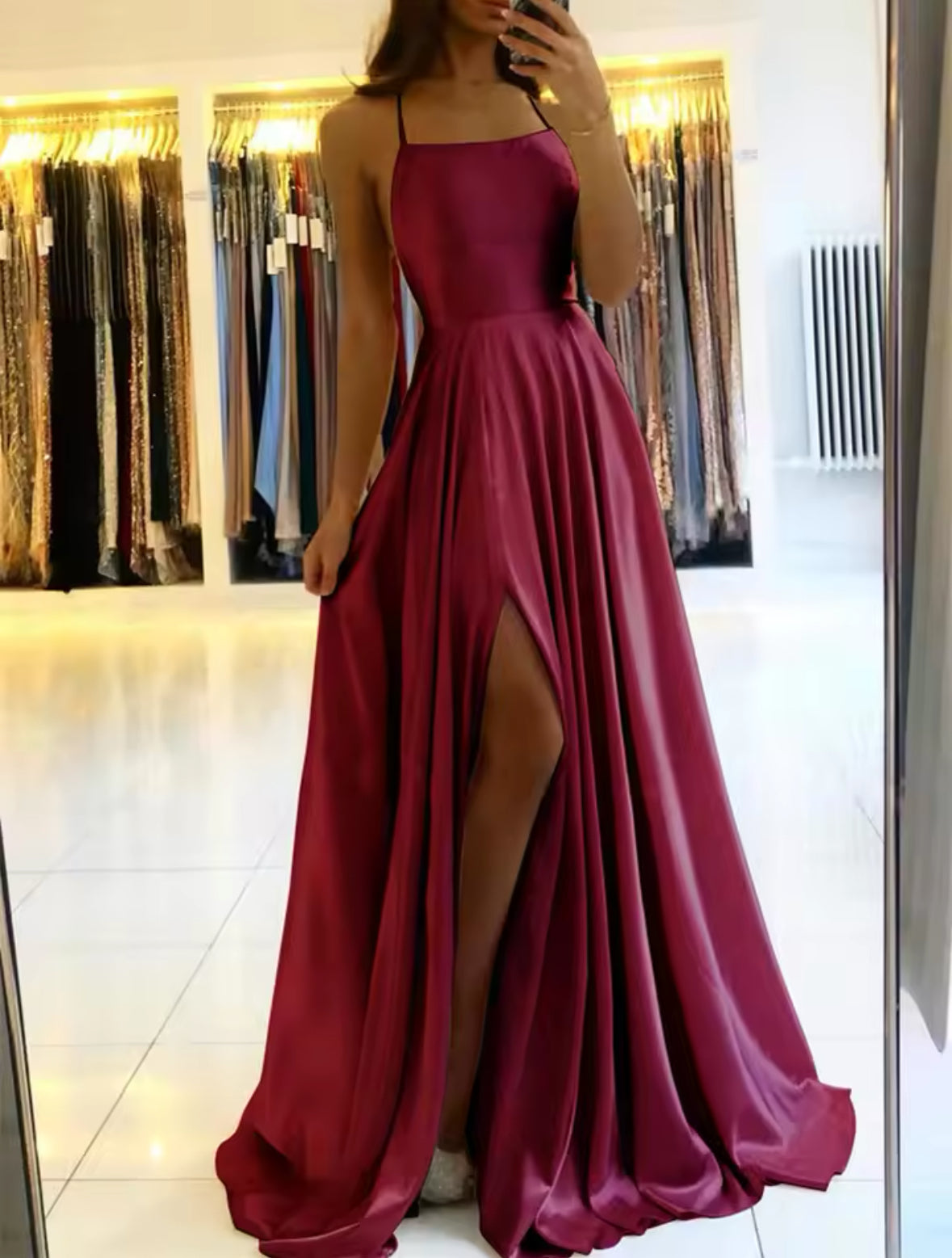 Robe satin longue