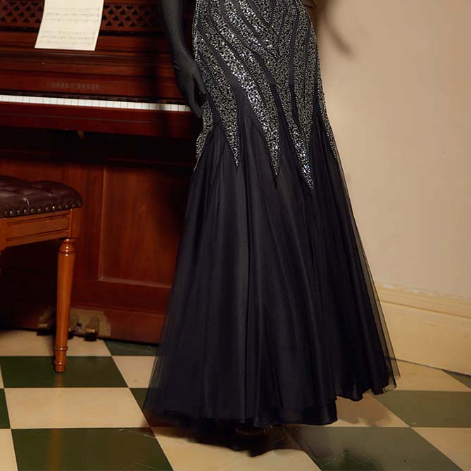 Robe Longue Noire à Paillettes Années 20