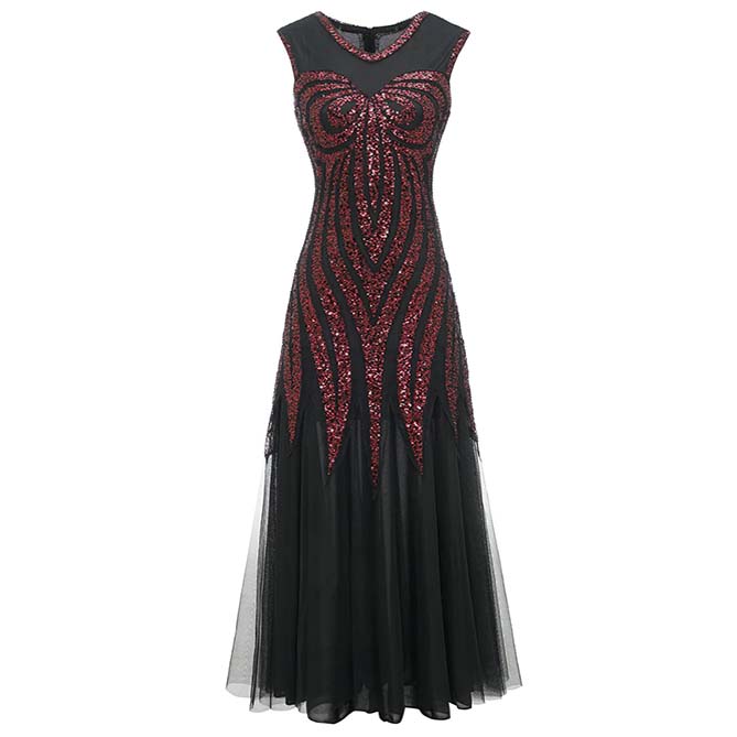 Robe Longue Noire à Paillettes Années 20