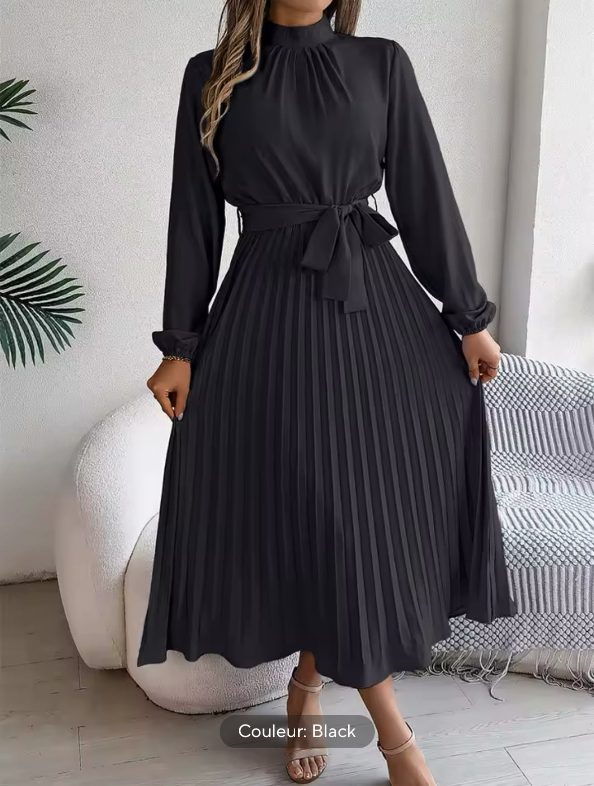 Robe longue plissée