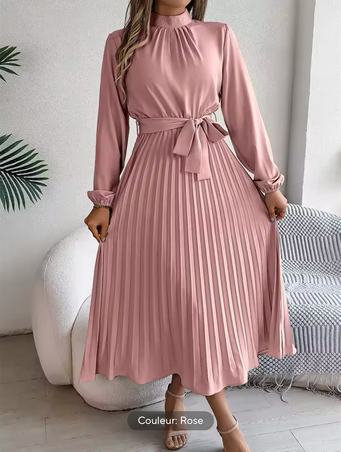 Robe longue plissée