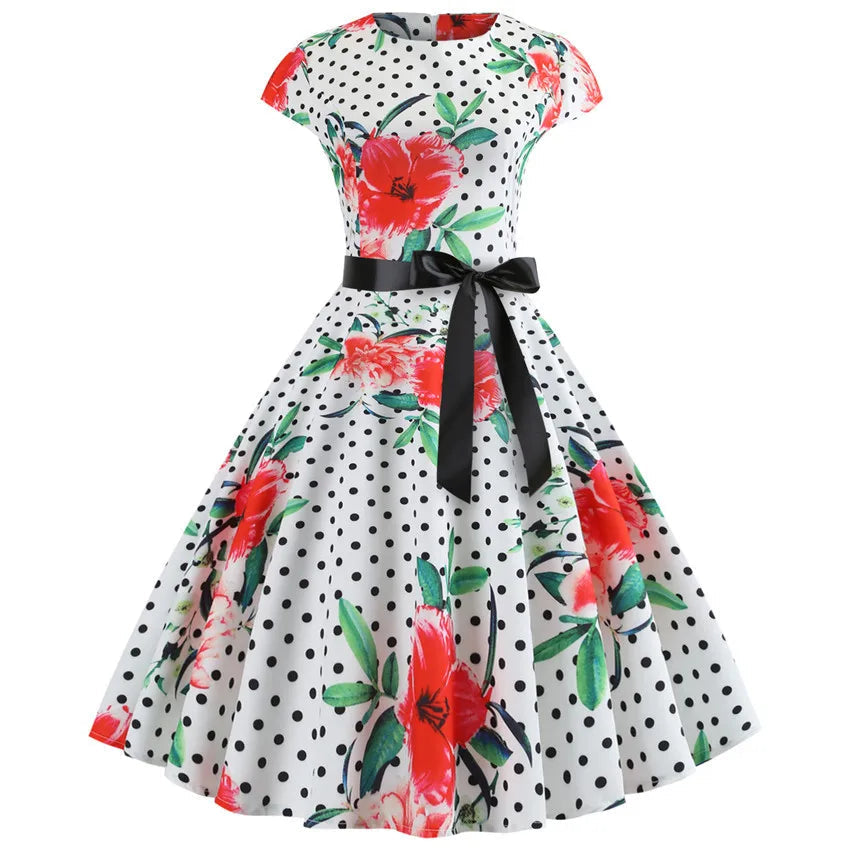 Robe Fleurie Pin Up à Pois