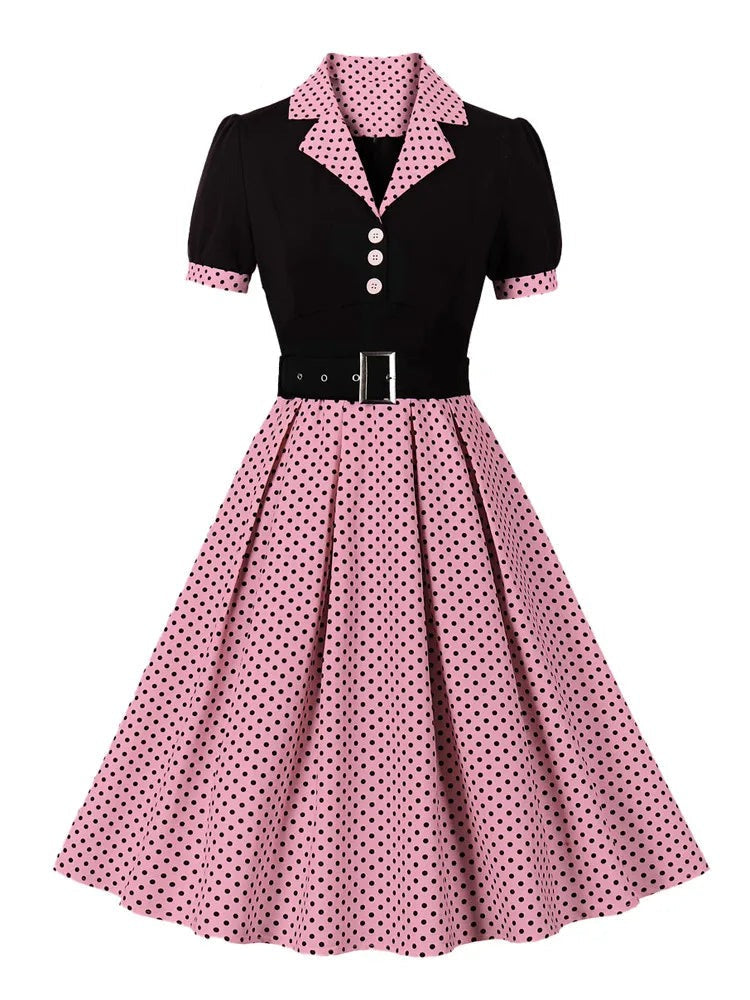 Robe Chemisier à Pois Rockabilly