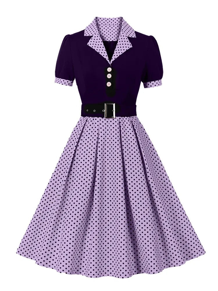 Robe Chemisier à Pois Rockabilly