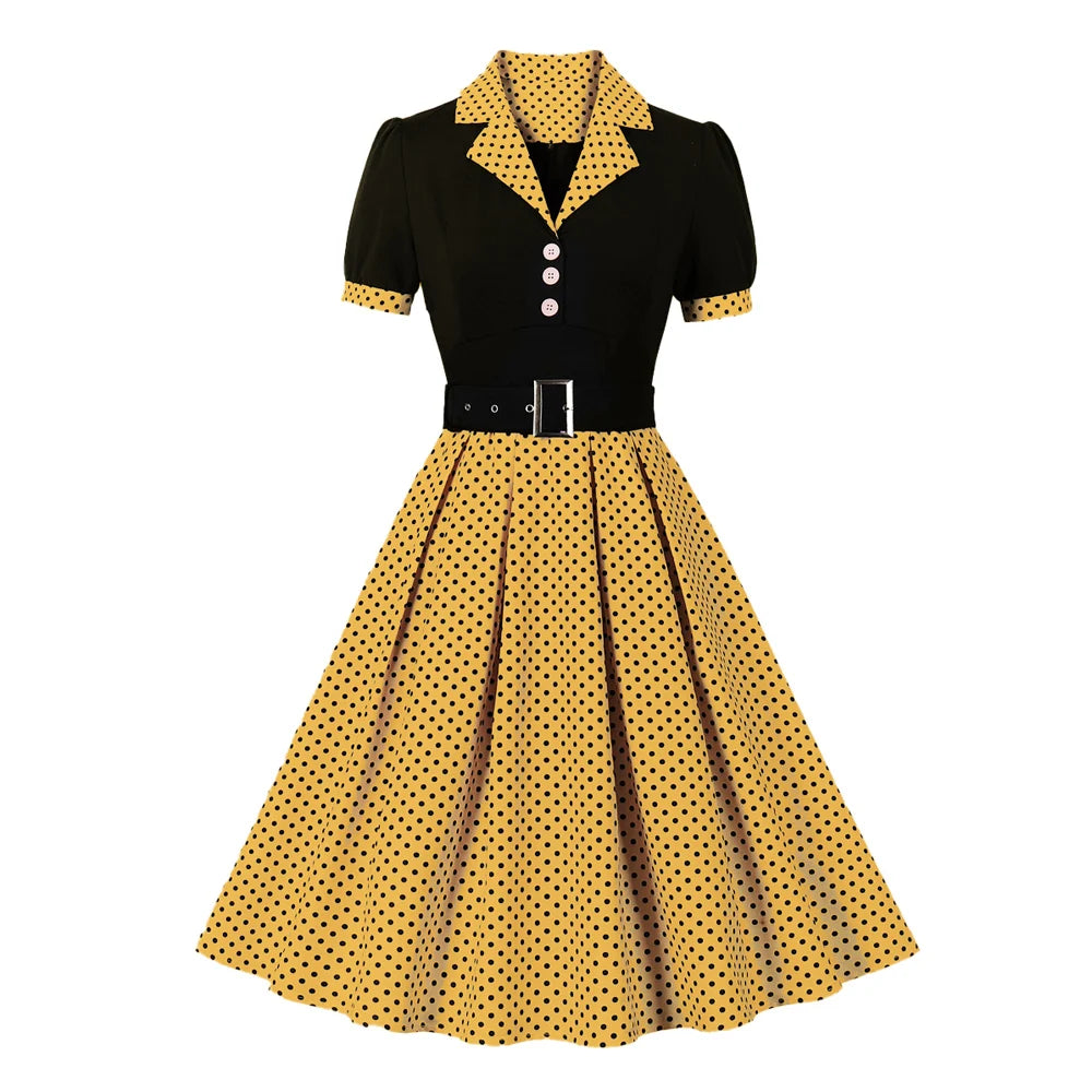 Robe Chemisier à Pois Rockabilly