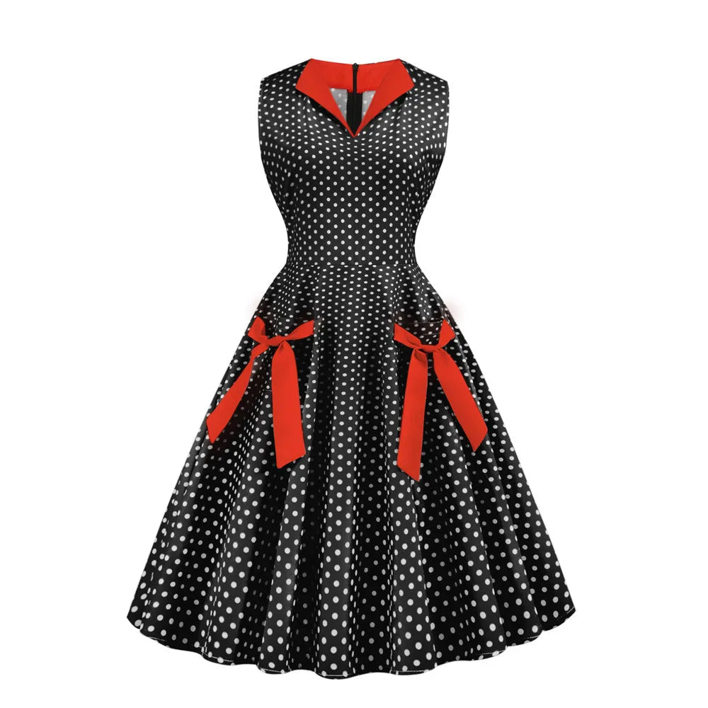 Robe à Pois Avec Noeuds Pin Up