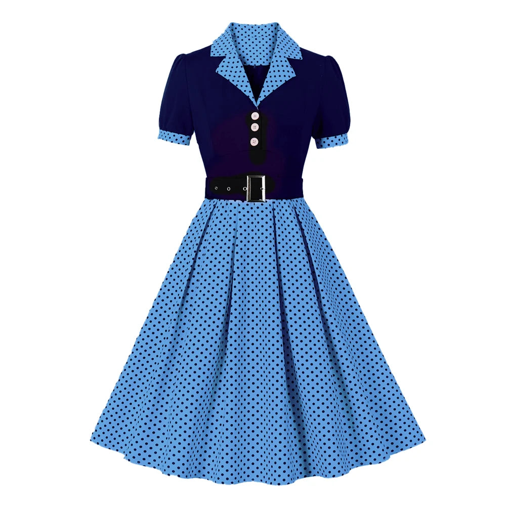 Robe Chemisier à Pois Rockabilly