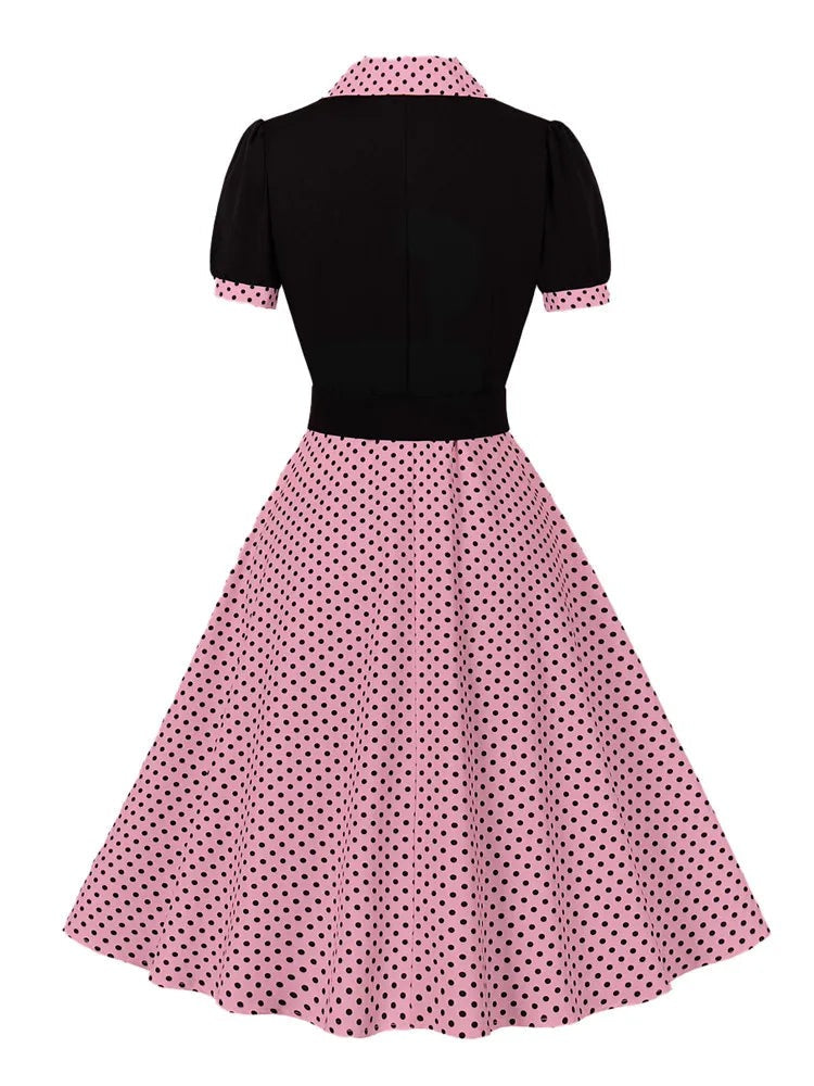 Robe Chemisier à Pois Rockabilly