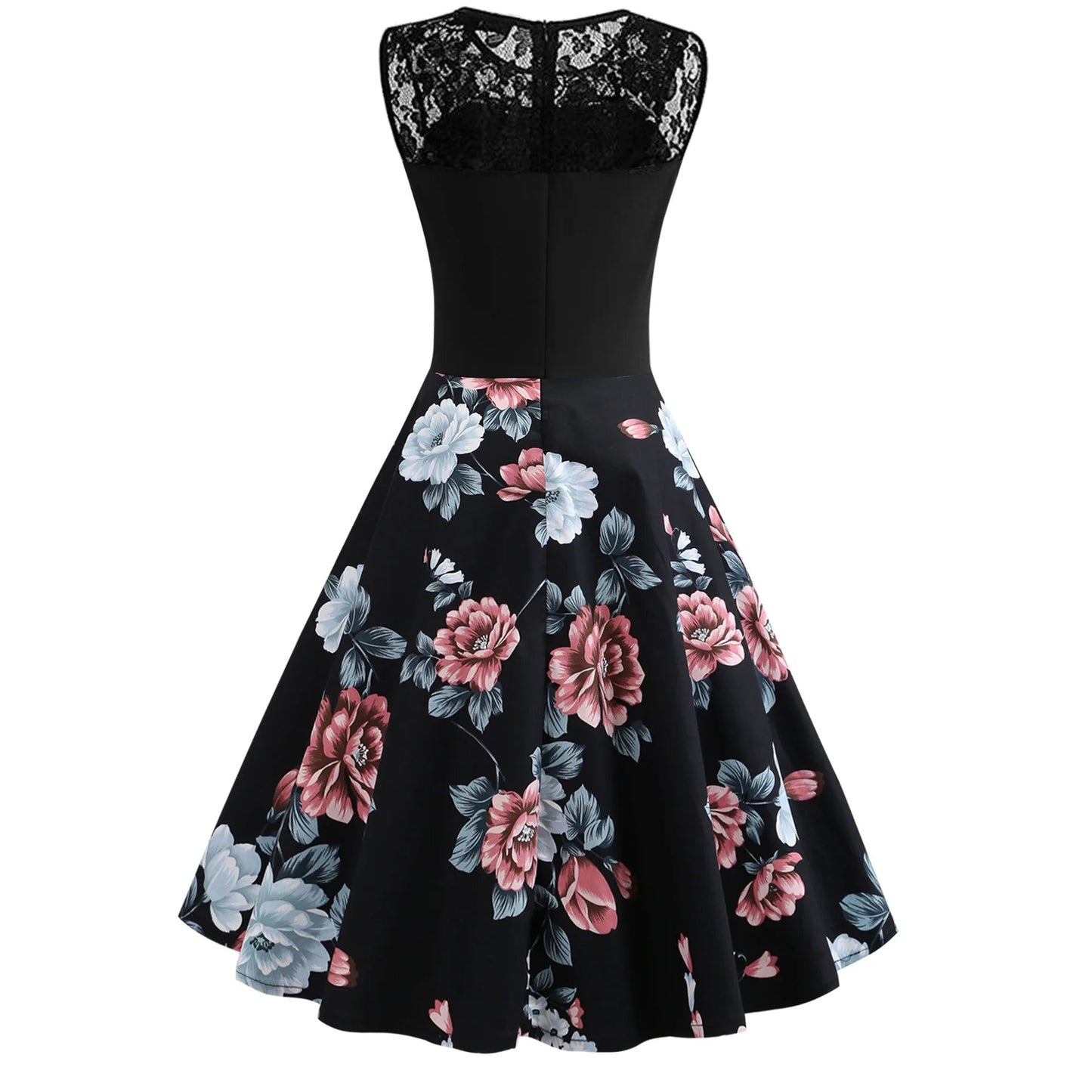 Robe Rockabilly à Fleurs Bustier Dentelle