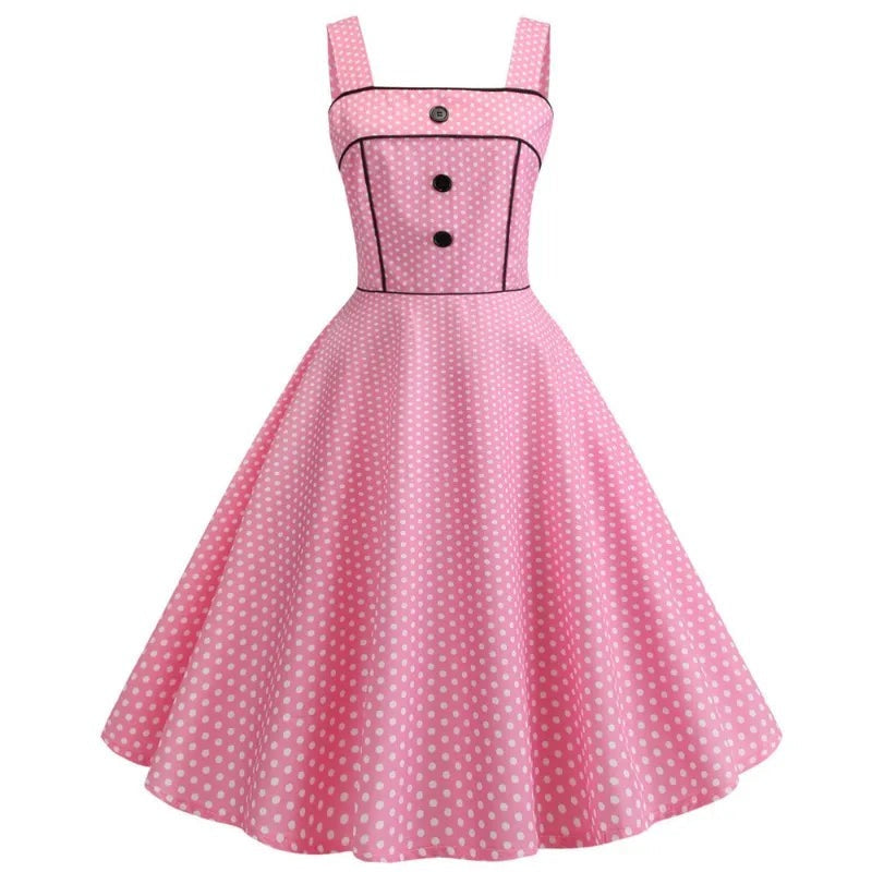 Robe Rose à Pois Pin Up