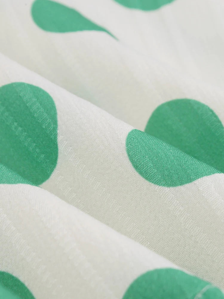 Robe Blanche à Pois Vert Années 60