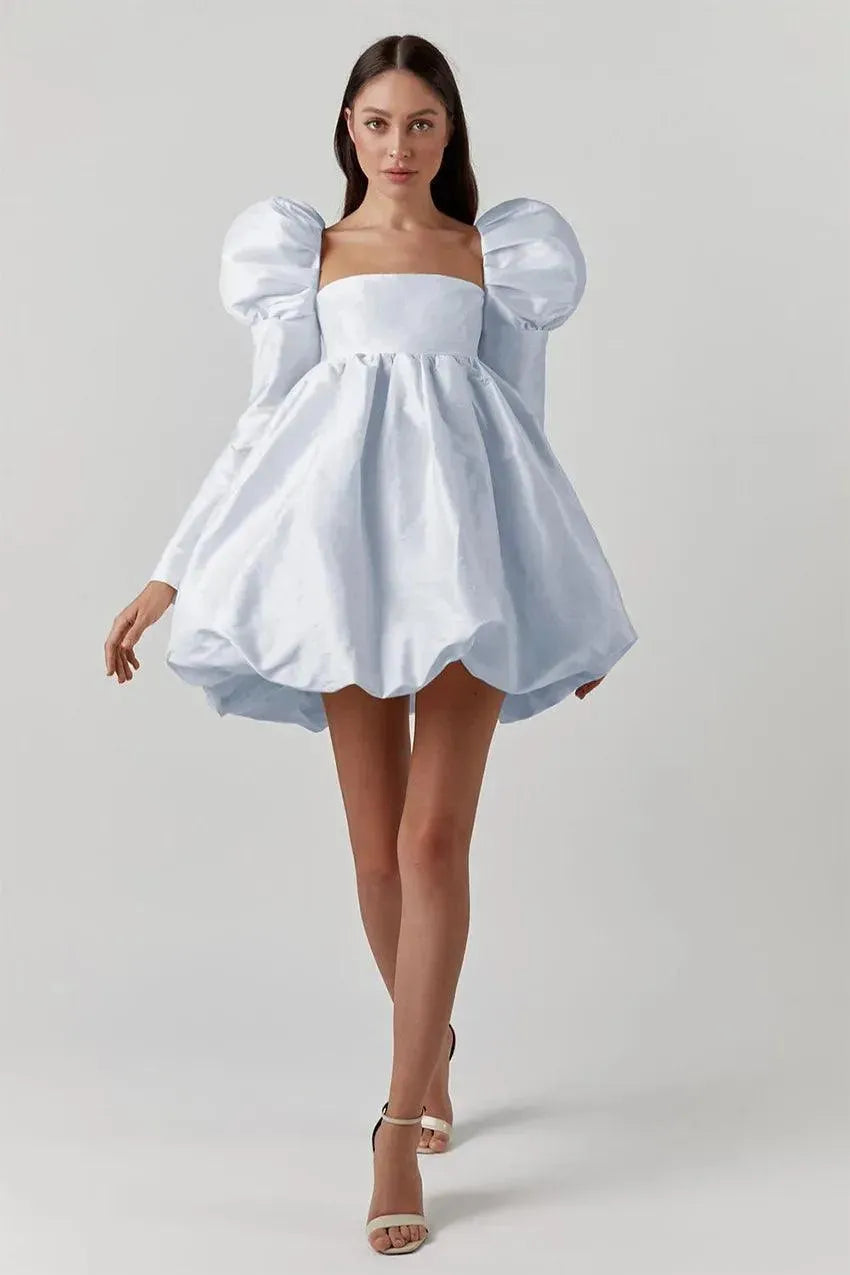 Mini-robe à manches bouffantes -Amaris