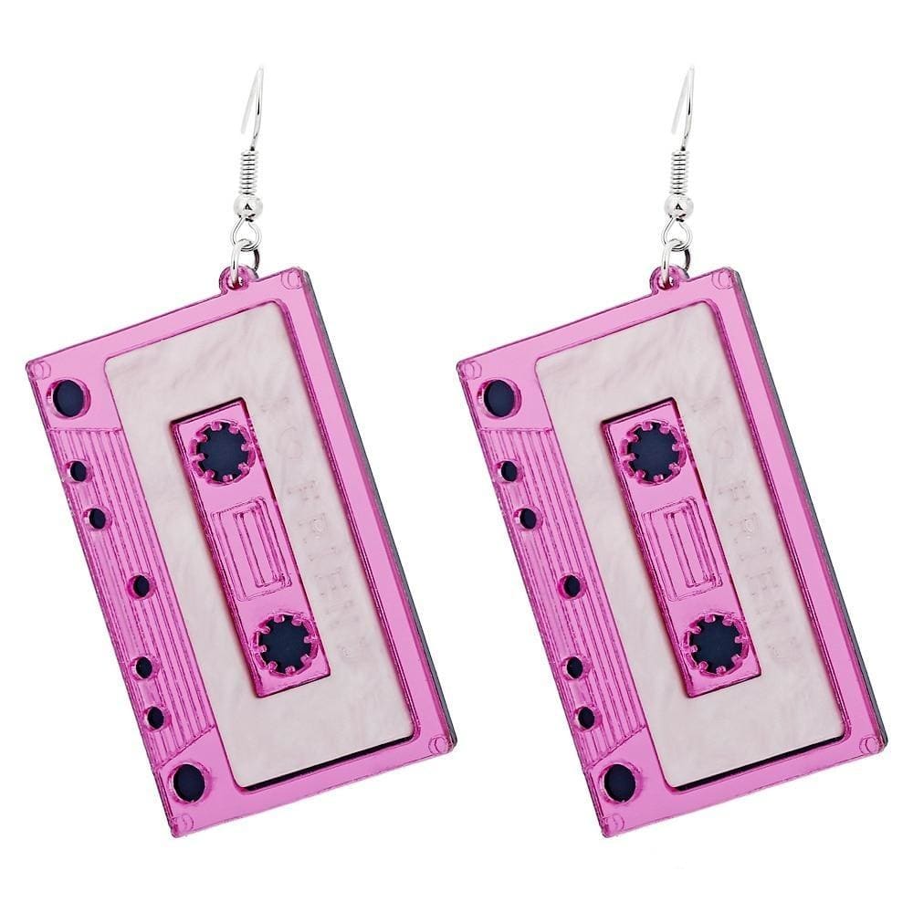 Boucle d'Oreille Cassette Rose