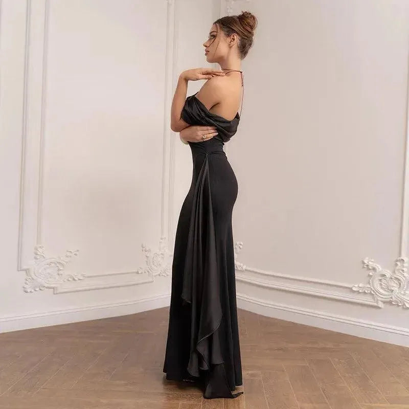 Robe longue à une épaule unique-Carla