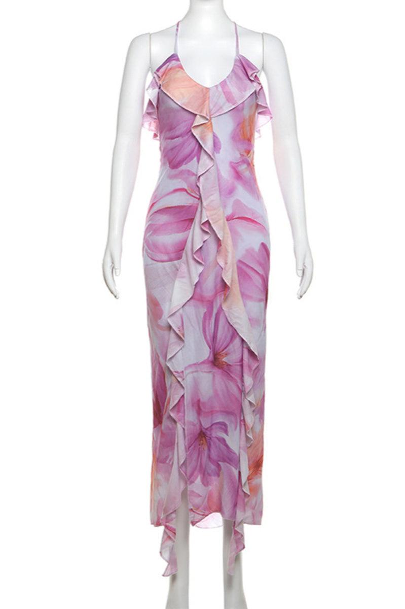 Robe Celine Florale Print Midi