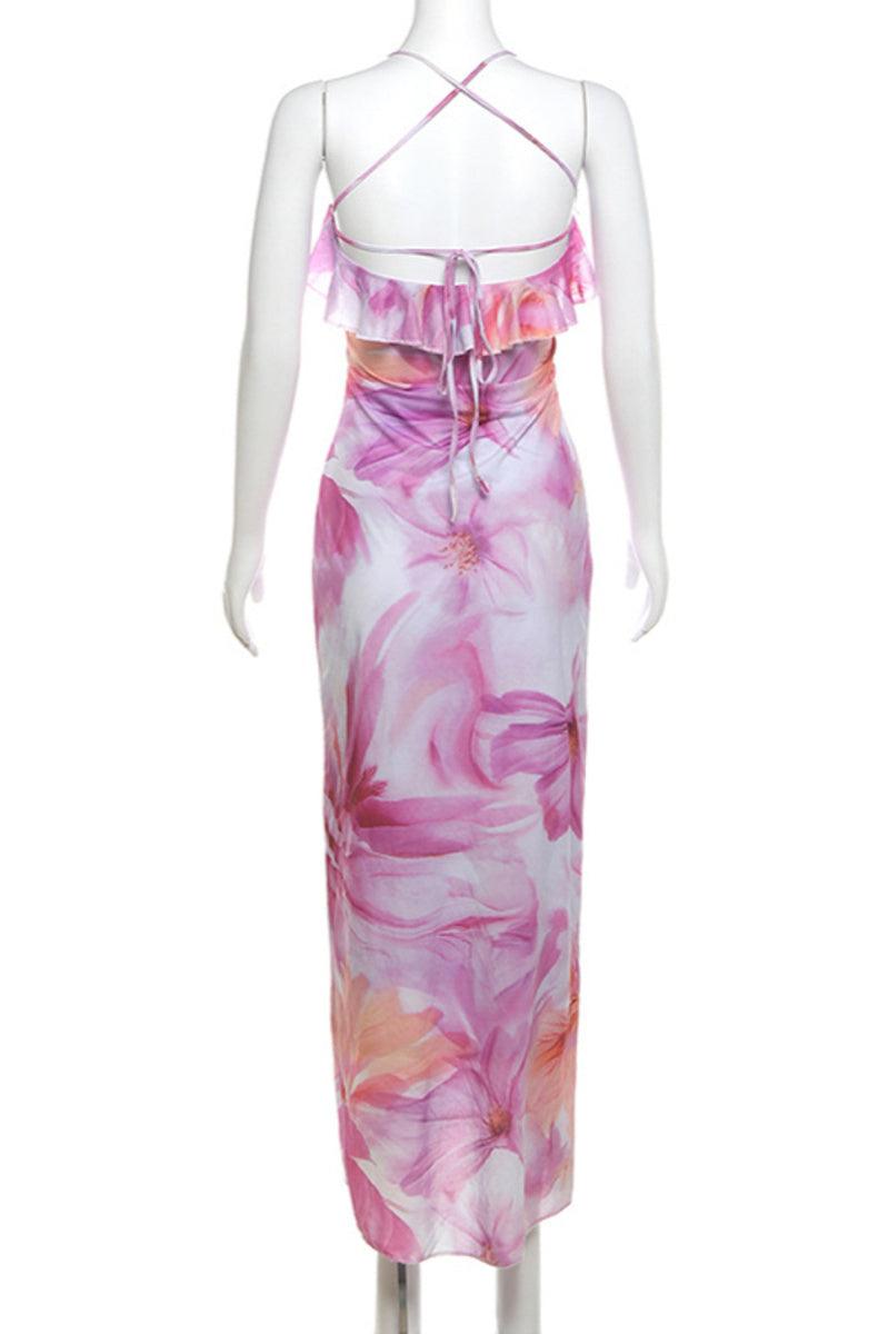 Robe Celine Florale Print Midi