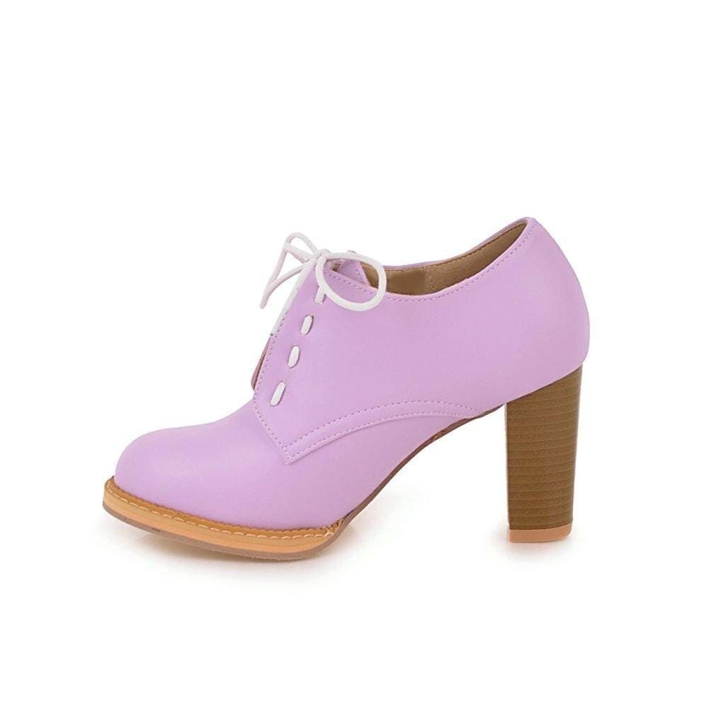 Chaussures Années 50 Derbies Roses À Talons