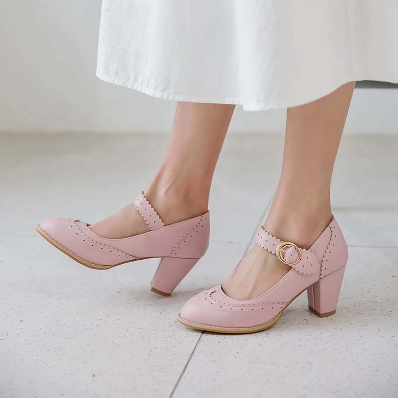 Chaussures Années 50 Escarpins Petits Talons Roses