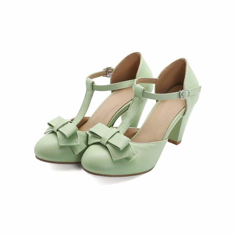 Chaussures Années 50 T-Strap À Talons Vert