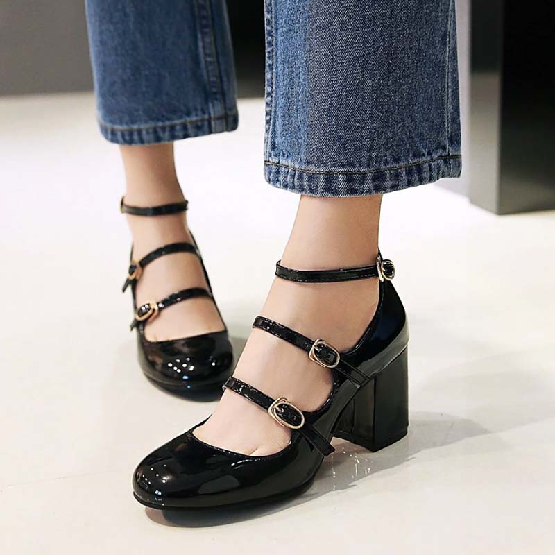 Chaussures Années 50 T-Strap Noires